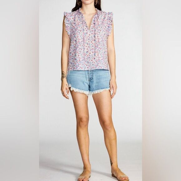 NWT BB Dakota Steve Madden Pink & Blue Floral Sleeveless Ditsy Top- Size Medium - Picture 3 of 10